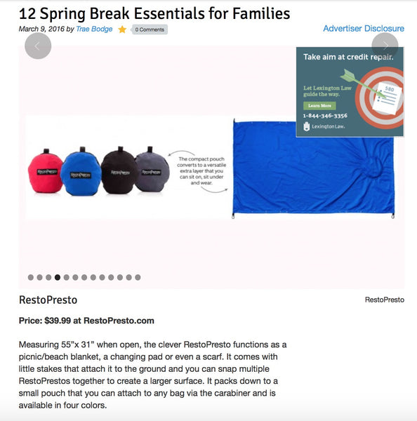 RestoPresto featured in TrueTrae's 12 Spring Break Essentials for Families